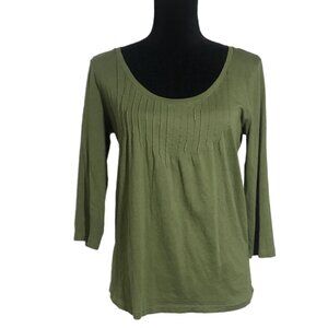 J.Crew 3/4 Sleeve Scoop Neck 3/4 Sleeve Pullover Top in Green - Sz M